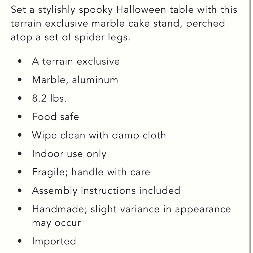 Spider Leg Marble Cake Stand by Terrain for Anthropologie. - Picture 8 of 10